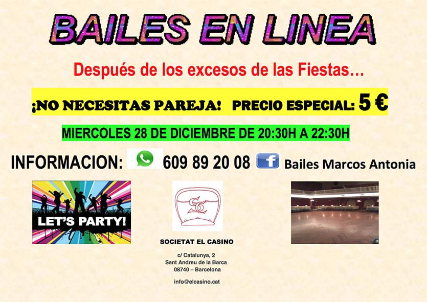 Bailes en Línea - Miércoles 28 de diciembre